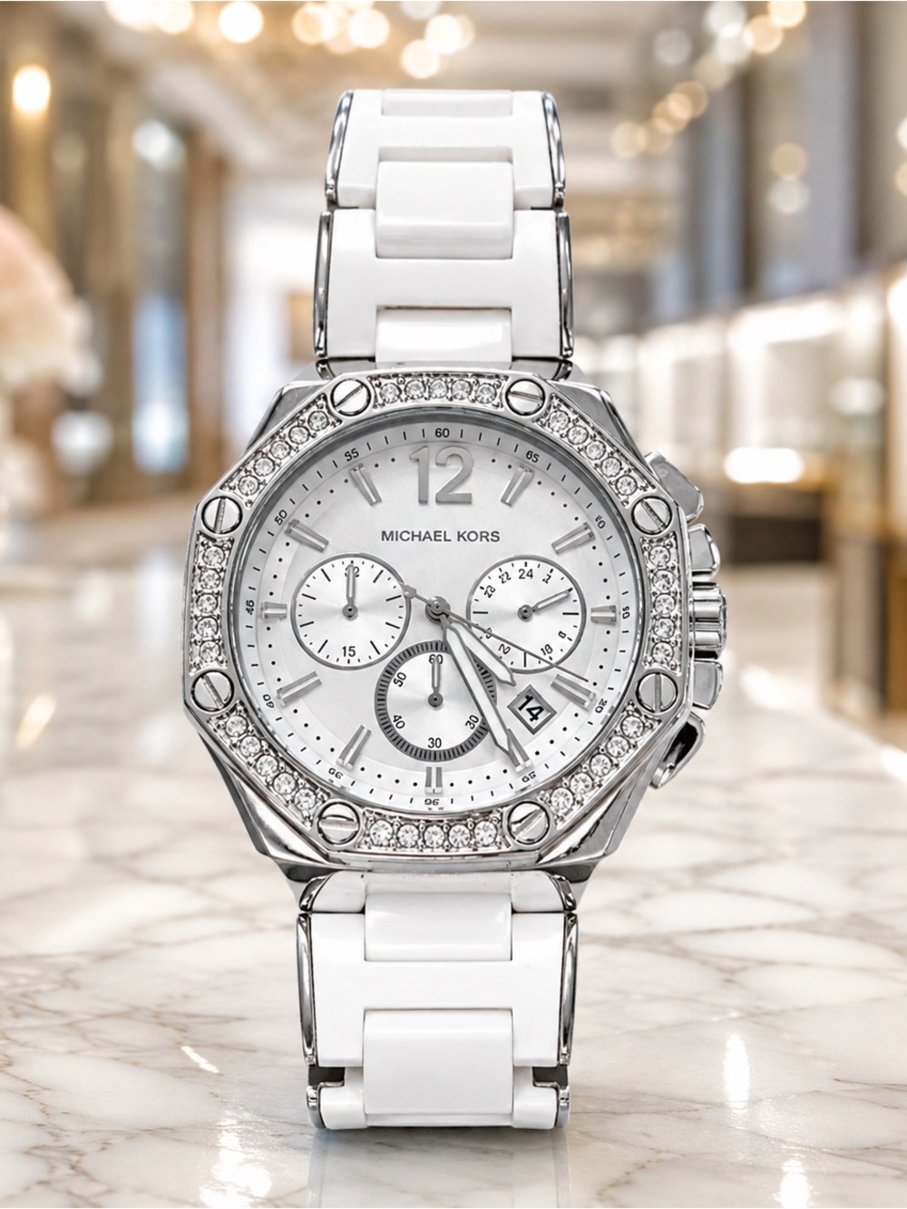Hard-to-Find Michael Kors Camille MK5563 Silver Chronograph Watch